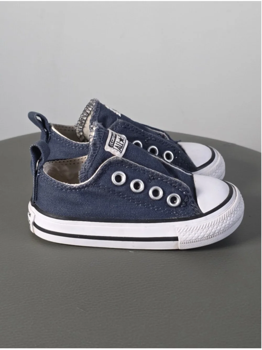 Converse Chuck Taylor All Star Slip On Toddler Sneakers Blue Canvas Shoes 4